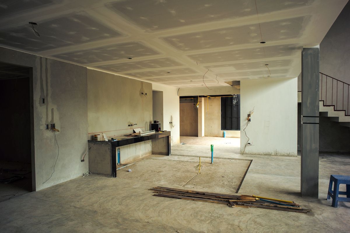 Planta interior de una vivienda unifamiliar en obra
